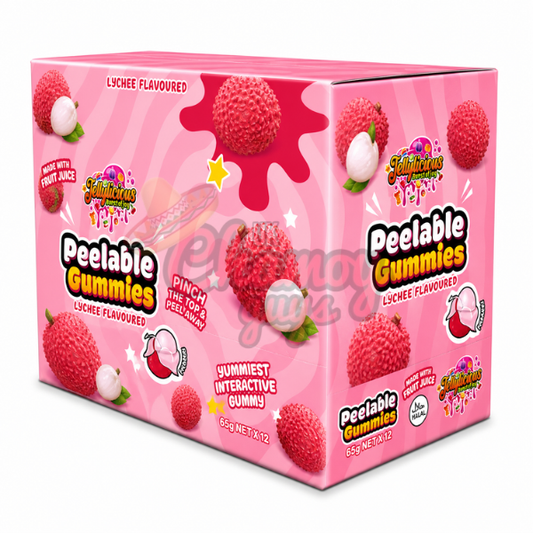 Jellylicious Peelable Lychee Gummies Full Box of 12 - Choose your Flavour - Wholesale (SRP: 3.99 each pack)